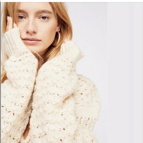 Free People Cream V-Neck Sweater - Picture 4 of 14